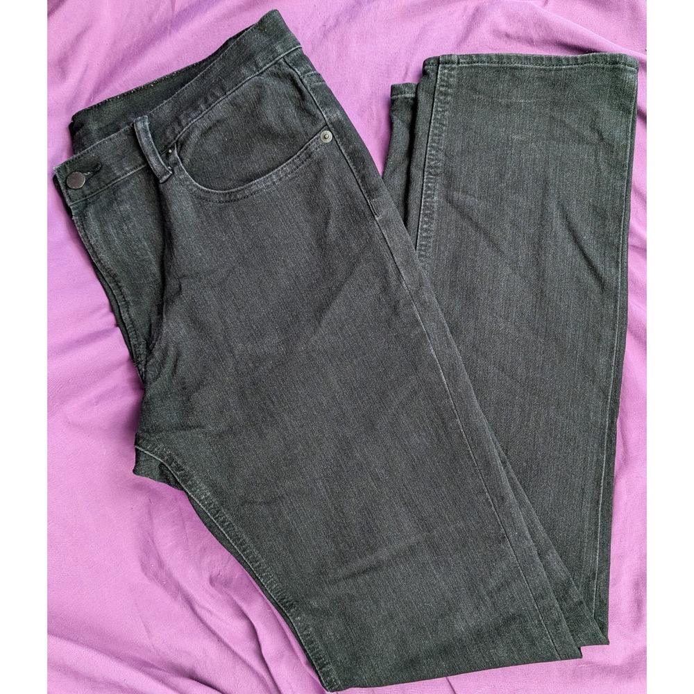GU Mens Size 33 Black Taper-Leg Denim Jeans Stretch Cotton